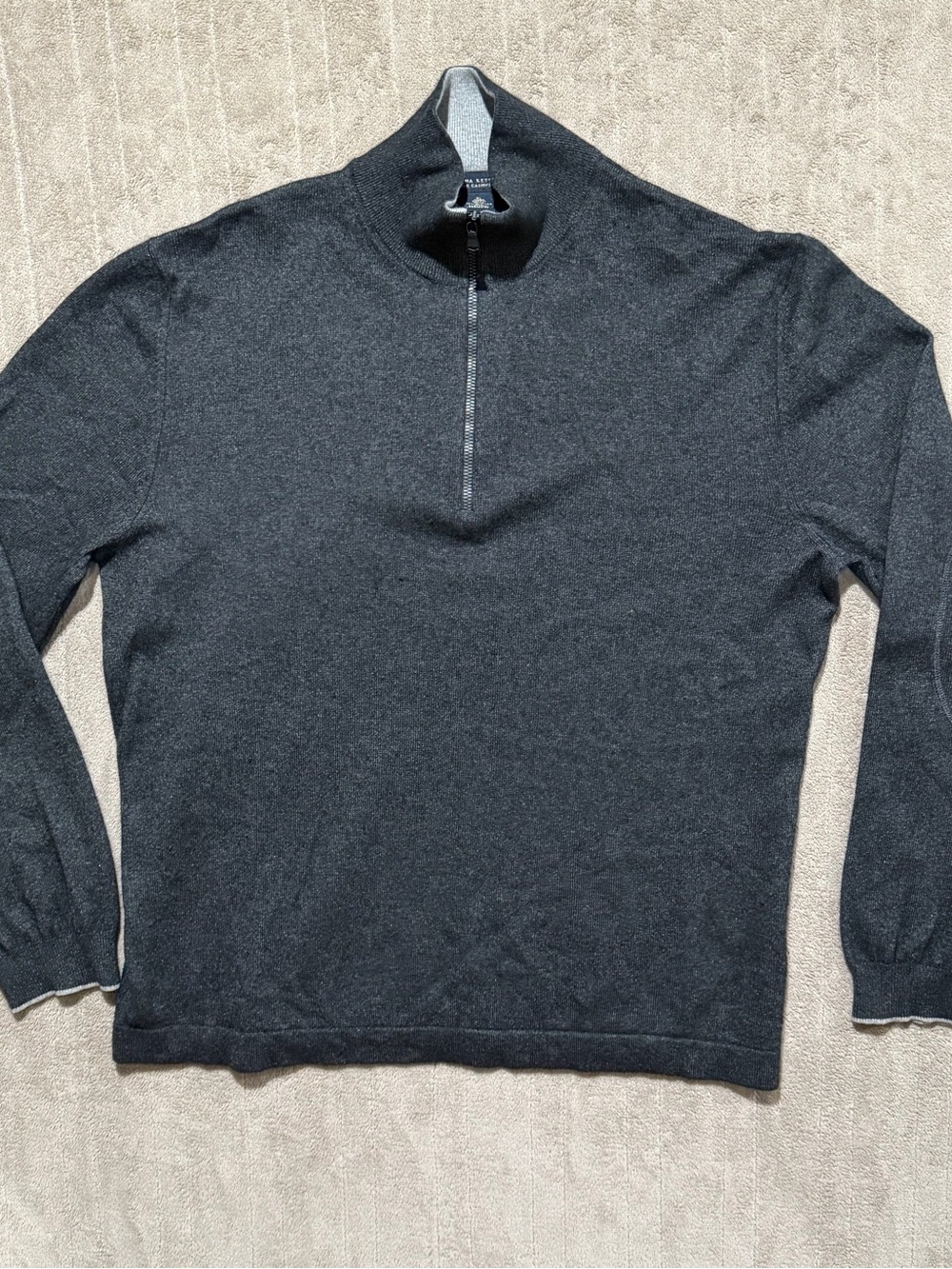 Banana Republic Sweater Mens XL Black 1/4 Zip Silk Cashmere Pullover Preppy Dad